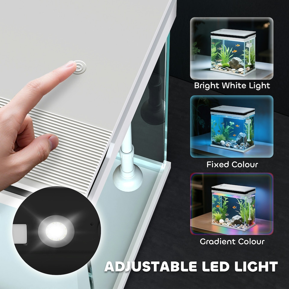 image 1 of PawHut 14L Small Fish Tank with Filter System, LED Lights, Water Pump, White