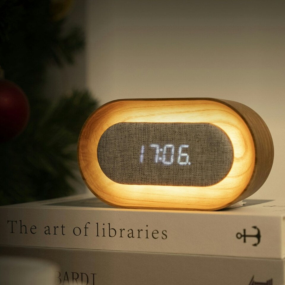 image 1 of Gingko Lumos Clock & Lamp - Oval N/A | Walnut