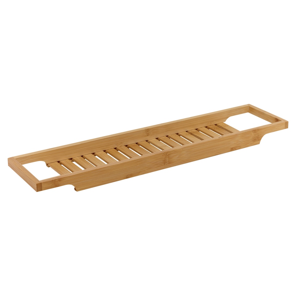 image 1 of Bamboo Bath Tub Caddy Tray Wooden Rack Shelf Organiser