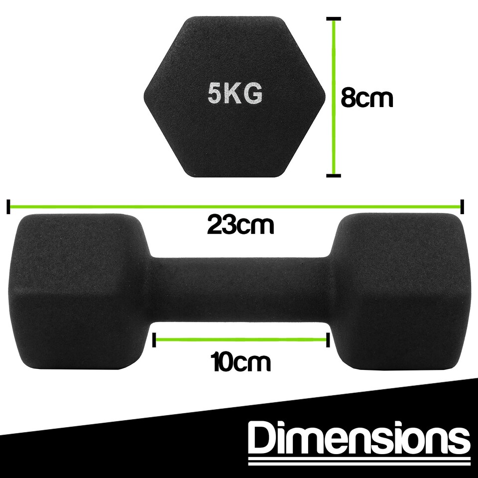 image 1 of Komodo 2x 5kg Neoprene Dumbbells