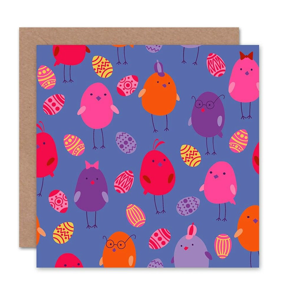 image 1 of Eggs Chicks Pattern Easter Card
