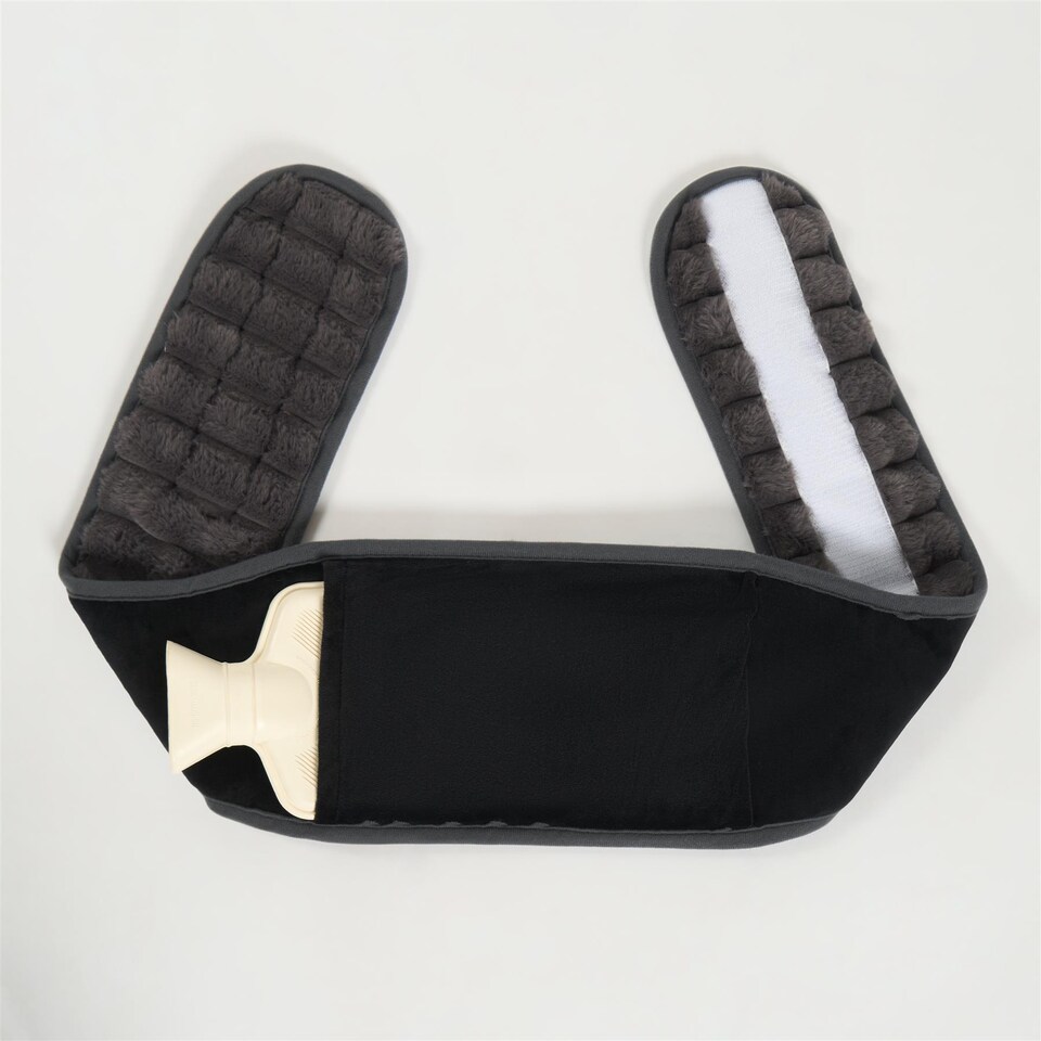 image 1 of OHS Ribbed Fleece Hot Water Bottle Belt Adjustable Heating Wrap | Grey | Charcoal