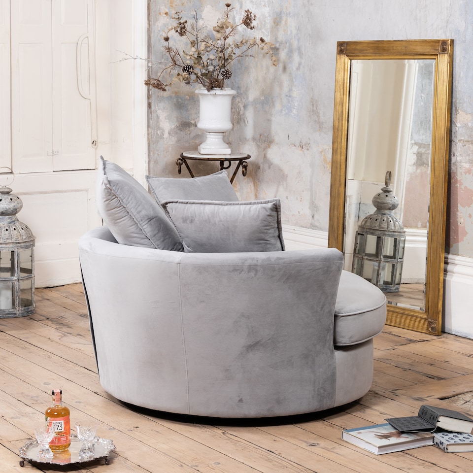 image 1 of Havana Velvet Swivel Base Cuddle Chair
