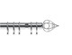 image 1 of 25-28mm Divine End Chrome Metal Curtain Pole Set 170 - 300cm | Silver | Silver