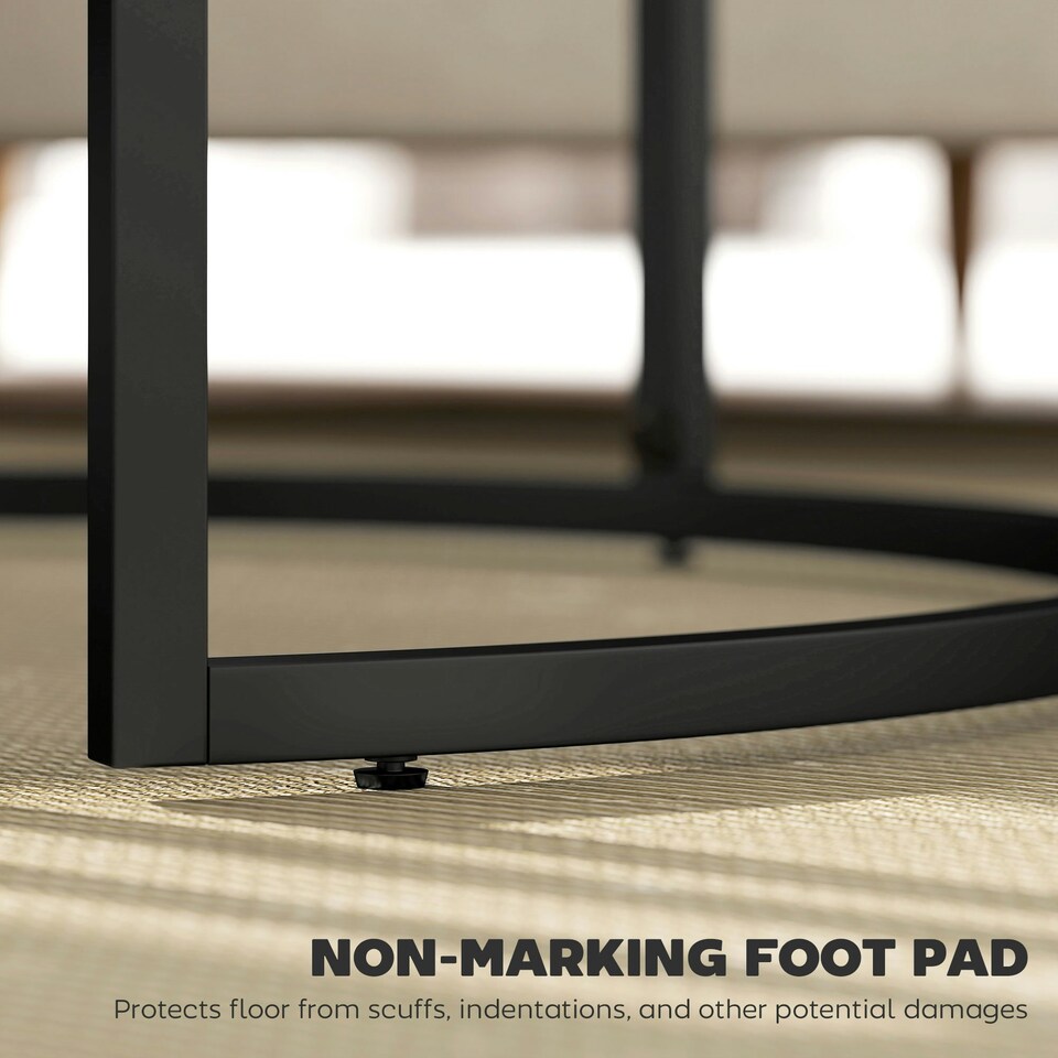 image 1 of HOMCOM 2 Pcs Stacking Coffee Table Set Steel Frame Marble-Effect Top Foot Pads | Grey | 78.5x78.5x46.5