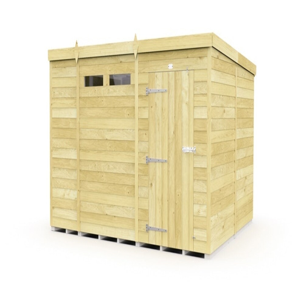 image 1 of 11 x 8 Feet Pent Security Shed - Single Door - Wood - L231 x W329 x H201 cm | Brown