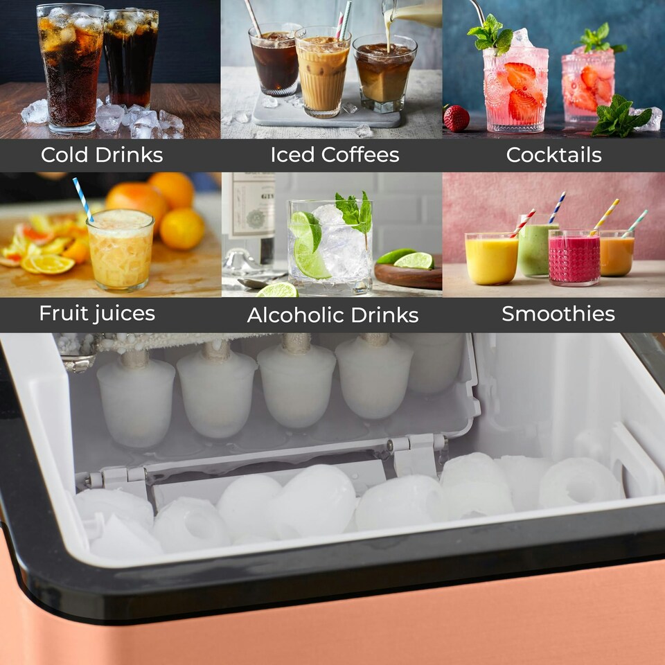 image 1 of Neo 1.7L Automatic Electric Portable Home Kitchen Ice Cube Dispenser Maker Machine Counter Top Cocktails Drink Crusher Cold Freeze (Copper)