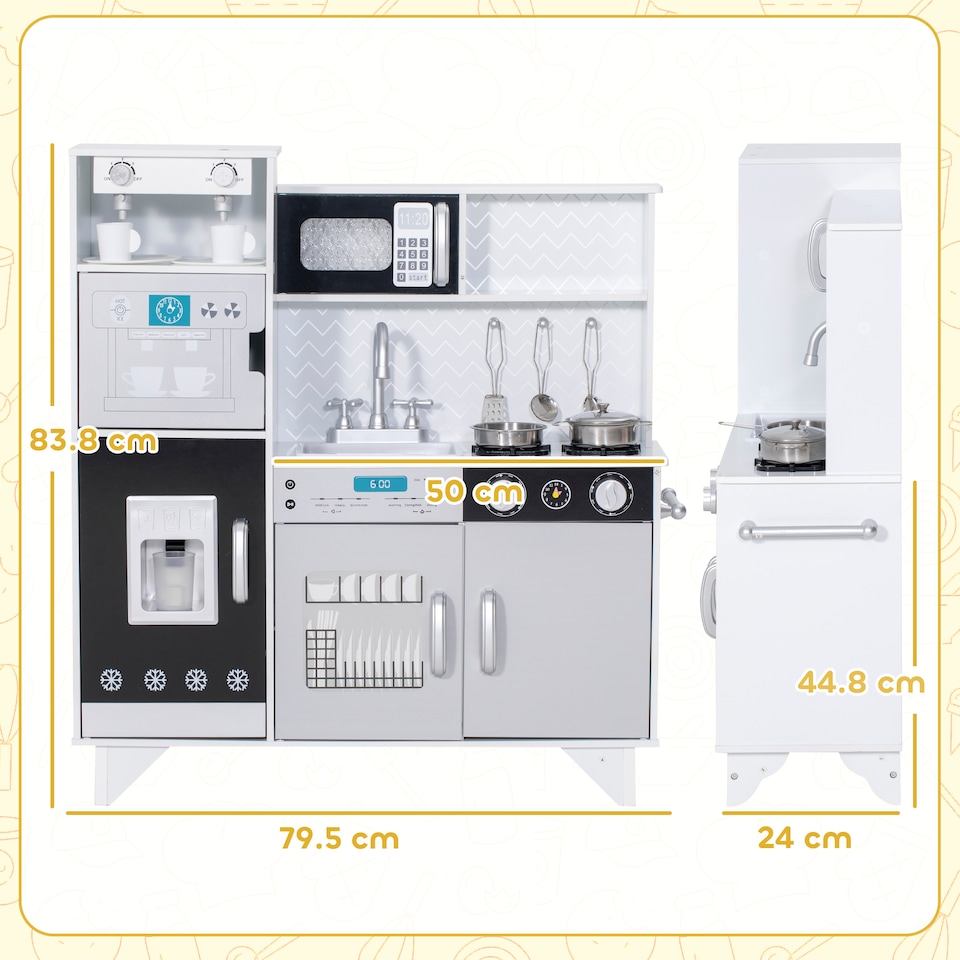 image 1 of AIYAPLAY Kids Play Kitchen Toy Kitchen with Stove Sounds, Ice & Coffee Maker