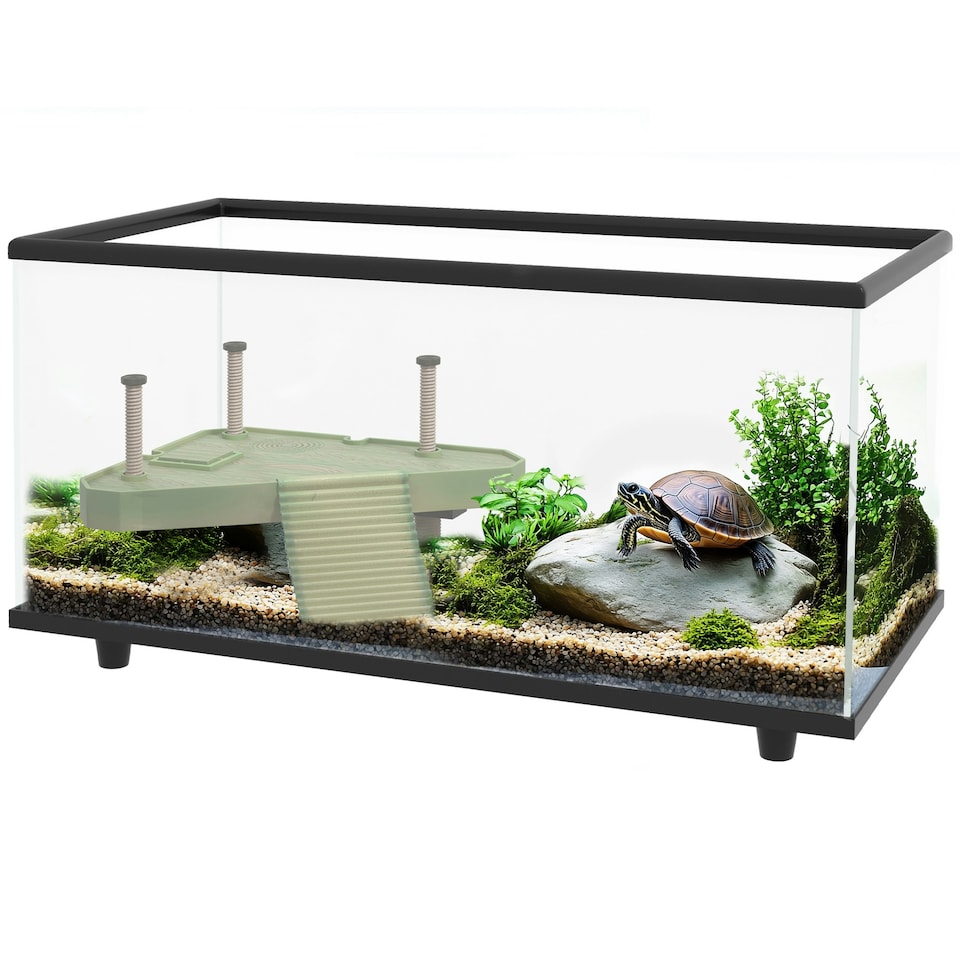 image 1 of PawHut Turtle Tank 50L Glass Turtle Aquarium w/ Easy Drainage, 60 x 30 x 32cm