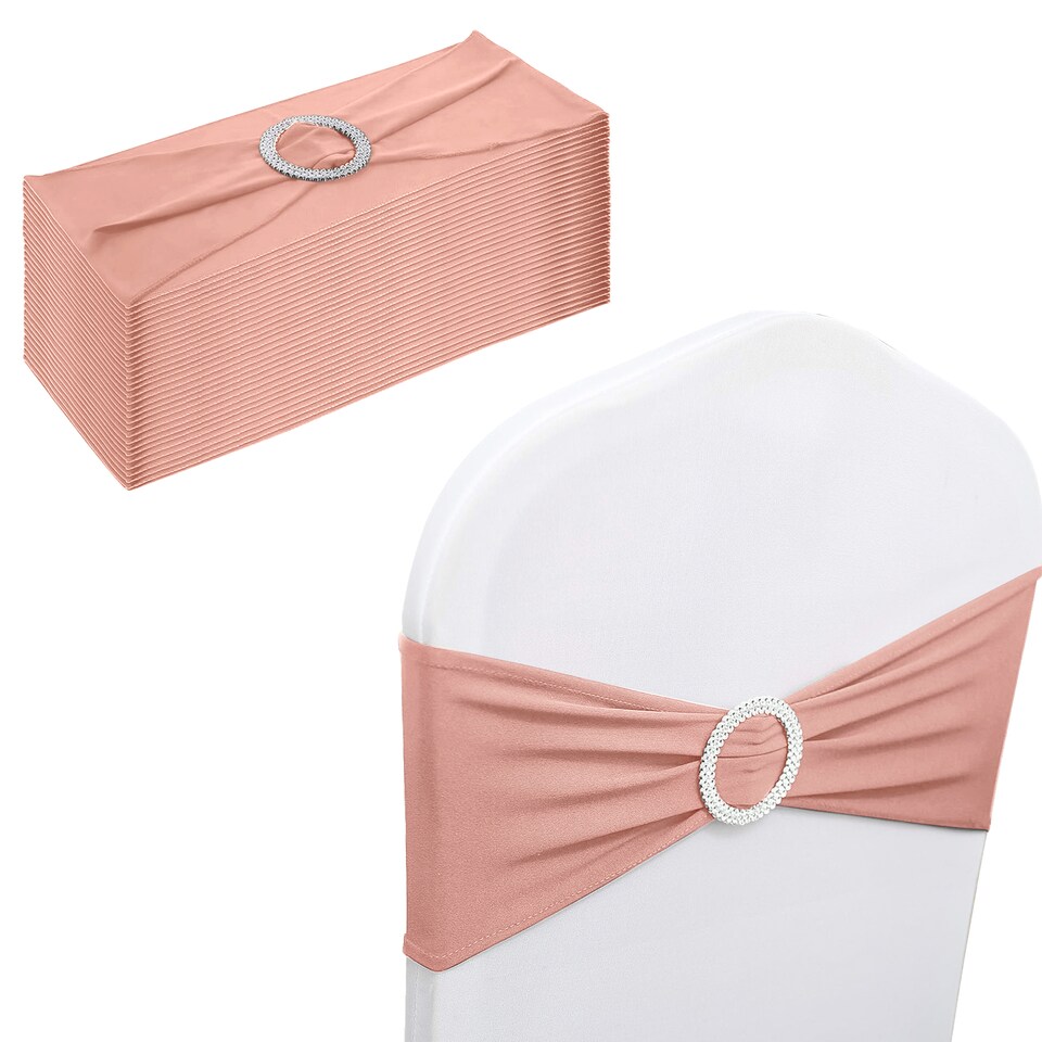 image 1 of 13"x5" Spandex Chair Bands with Slider Buckle, Elastic Chair Sash - 10pcs