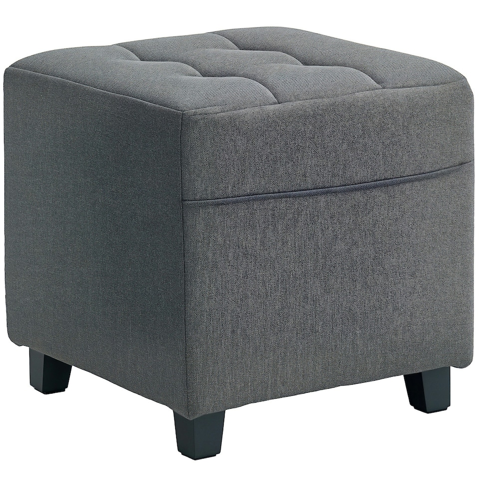 image 1 of HOMCOM Small Footstool Square Ottoman with Padded Seat for Living Room Grey Grey