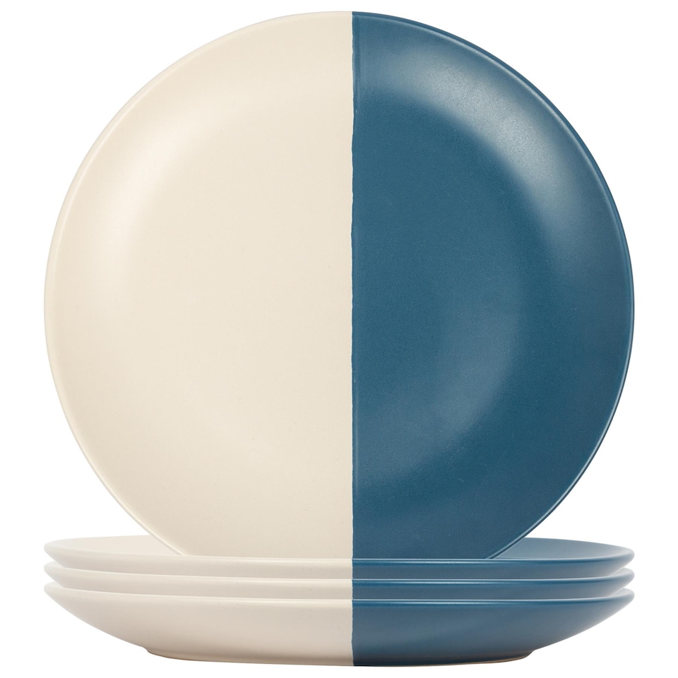 image 1 of Nicola Spring Dipped Stoneware Dinner Plates - 26.5cm - Navy - Pack of 4 | Blue | Navy