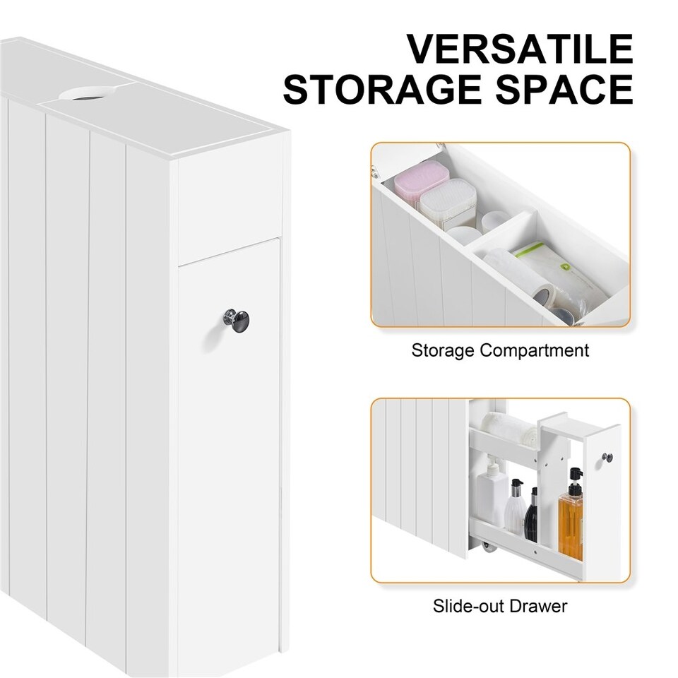 image 1 of Yaheetech Compact Freestanding Bathroom Organizer White White
