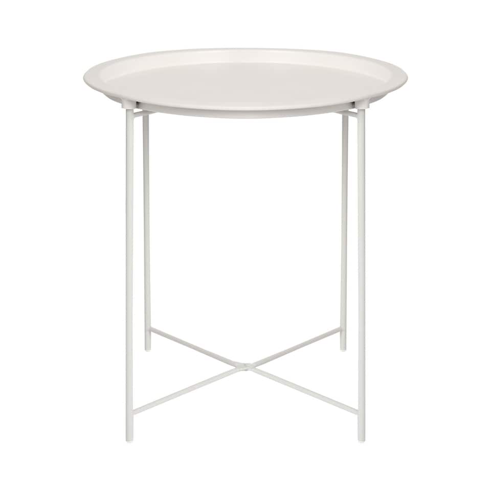 image 1 of Harbour Housewares Round Steel Tray Table - Matt White | White | Matt White
