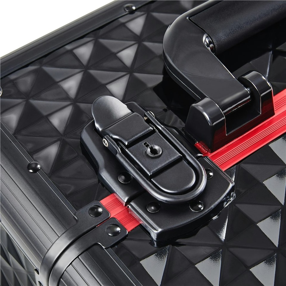 image 1 of Yaheetech Large Cosmetic Case with 360° swiveling Casters Aluminum Black | Black