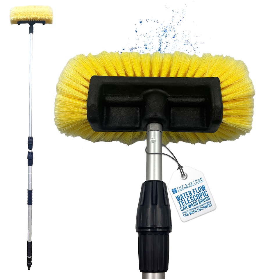 image 1 of Extra Long Telescopic Water Fed Car Wash Brush 2.66m Extendable Vehicle & Window Scrubber