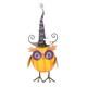image 1 of Orange Metal Owl Ornament with Witch Hat and Ghost