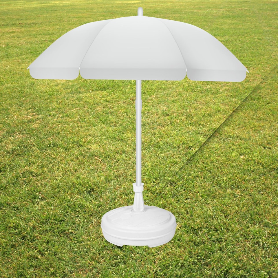 image 1 of 20L Rattan Garden Patio Parasol Base & Umbrella Stand | White | 1