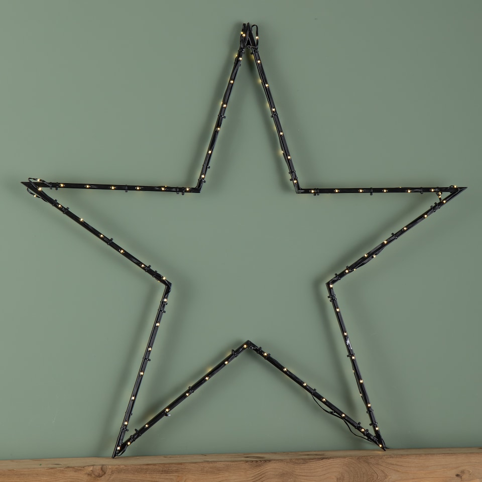 image 1 of 90cm Light up Dewdrop Metal Christmas Star with Garden Stake & Warm White LEDs