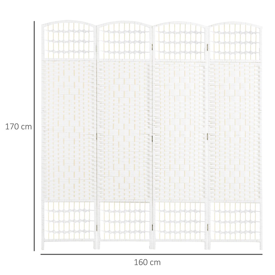 image 1 of HOMCOM 4 Panel Folding Room Divider, Freestanding Privacy Screen, White | White | White