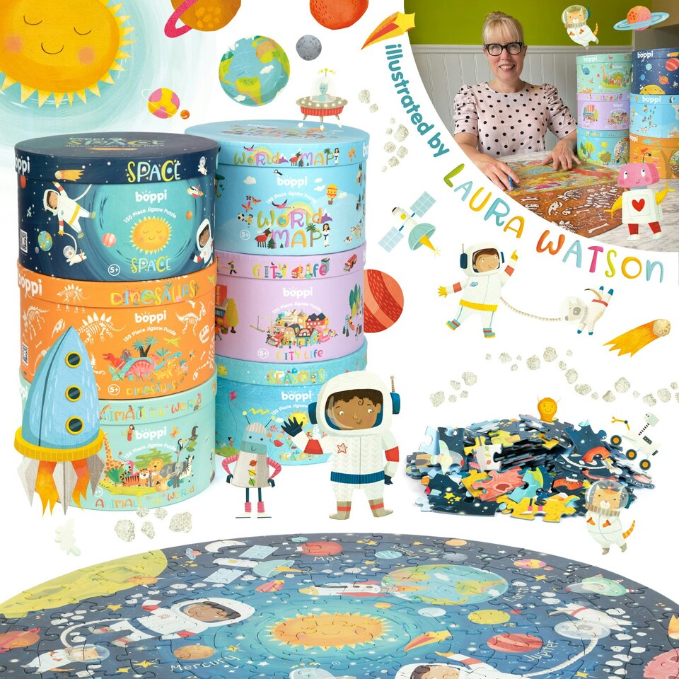image 1 of boppi 150 Piece Round Jigsaw Puzzle - Space
