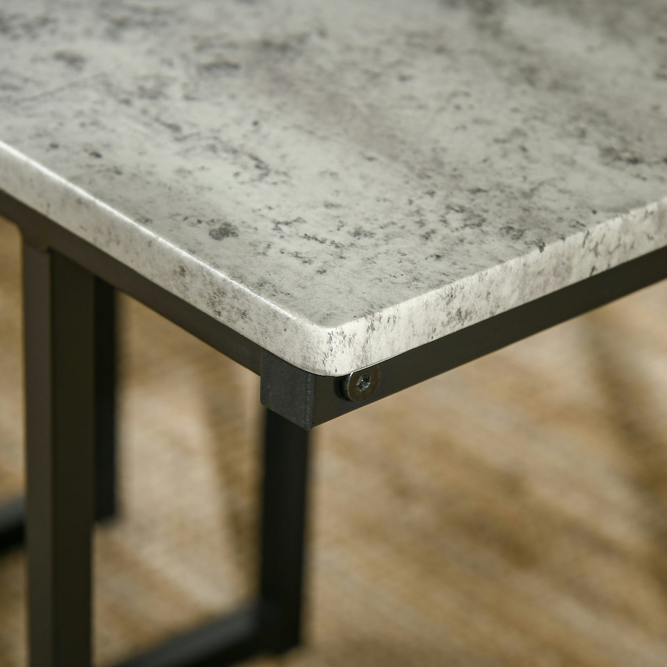 image 1 of HOMCOM Dining Table Set, Concrete Effect Table and Chairs for 4 People, Grey
