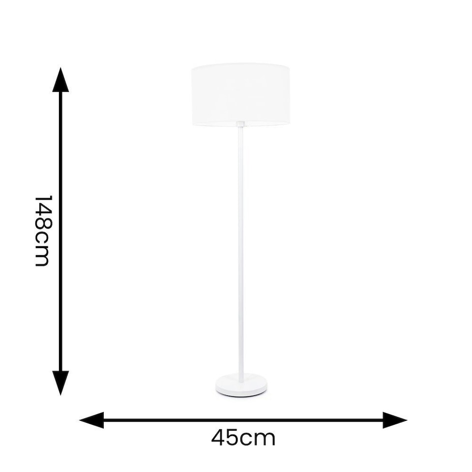 image 1 of ValueLights Charlie White Stem Floor Lamp White Shade & Bulb White