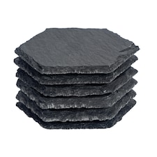 Argon Tableware Hexagon Slate Coasters - 9.5 x 8.5cm - Pack of 6