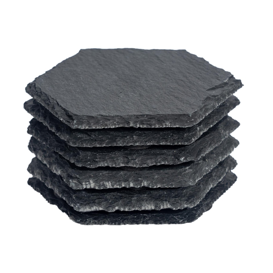 image 1 of Argon Tableware Hexagon Slate Coasters - 9.5 x 8.5cm - Pack of 6