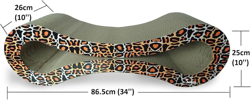 image 1 of Actiaspet - Leopard Print Cardboard Cat Scratching Post/Sofa Bed Style with Catnip | 86.5 x 25 x 26 cm