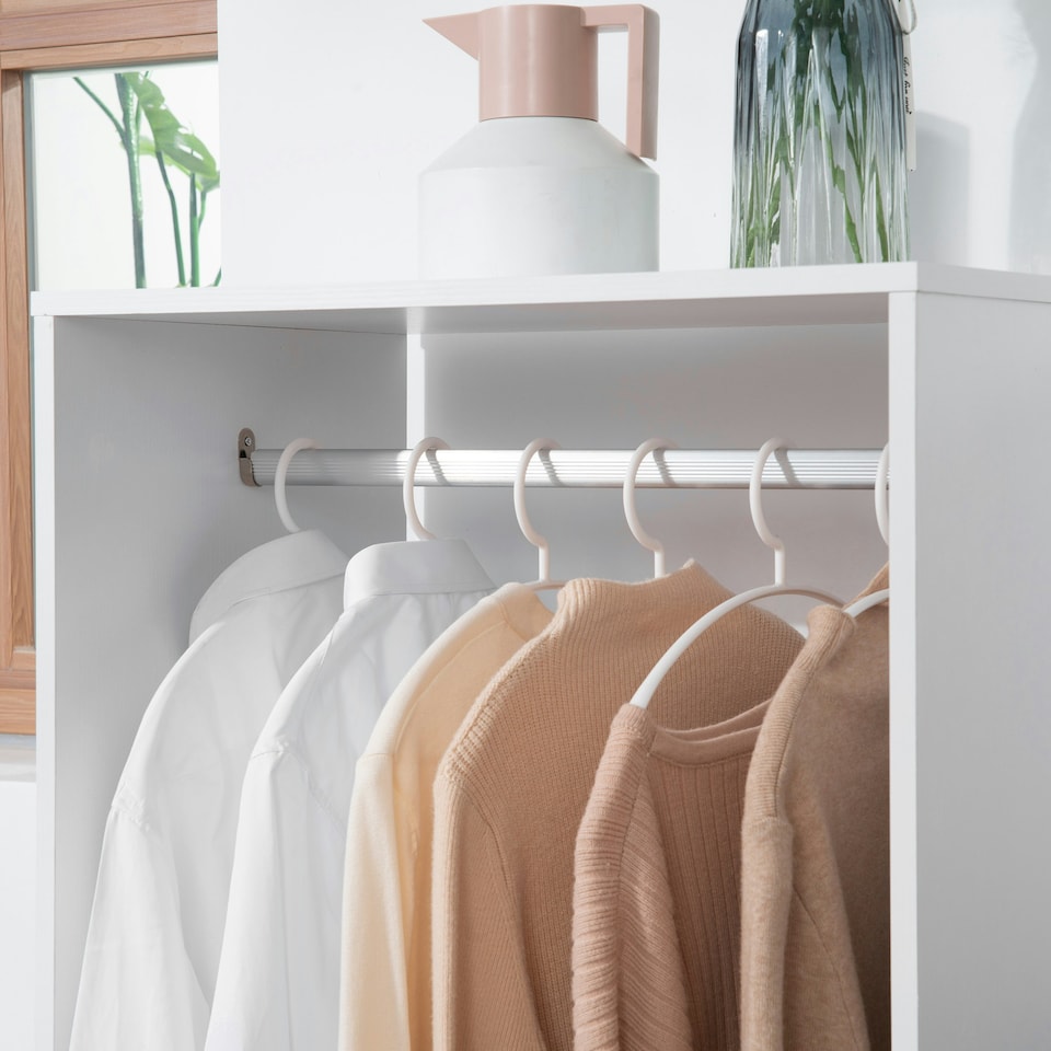 image 1 of HOMCOM Open Wardrobe Clothes Rail Bedroom Clothes Storage Rod Shelves White