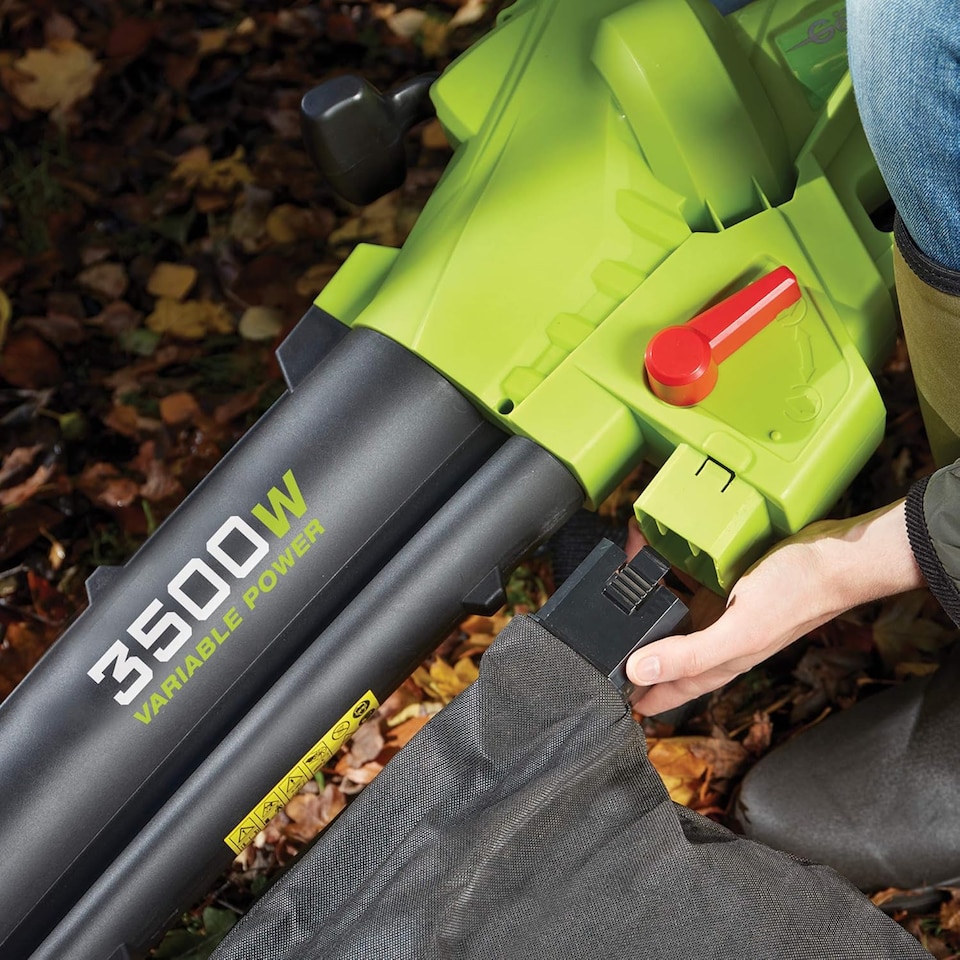 image 1 of Leaf Blower Vacuum & Shredder Mulcher, Electric 3 in 1, Variable Speed,  Large 45L Collection Bag,10m Cable, 3500W
