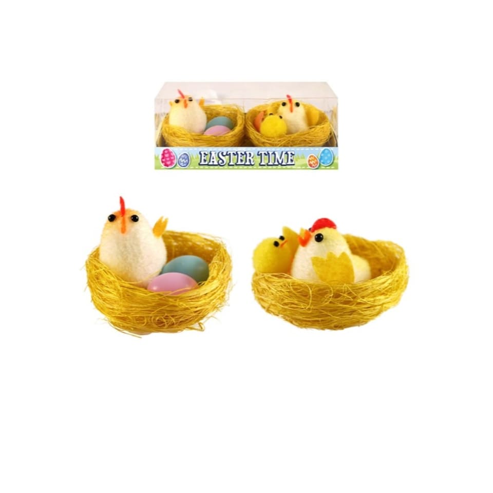 image 1 of Easter Chicks Family with nest 5.5 cm