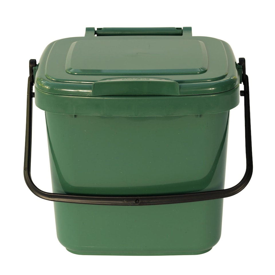 image 1 of Green Kitchen Compost Caddy - for Food Waste Recycling (7 Litre) - 7L Plastic Composting Bin