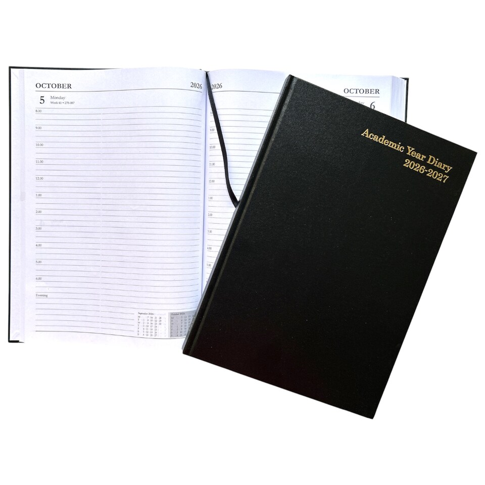 image 1 of Janrax 2026-2027 A4 Day Per Page Black Academic Diary