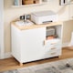 image 5 of SoBuy Printer Stand Under Desk Storage Cabinet with Open Shelf and 3 Drawers, White & Natural Wood, 35.4x17.7x29.5 in, 45.1 kg - ASK07-WN