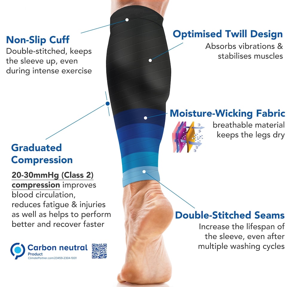 image 1 of aZengear Calf Support Compression Sleeves (Pair) for Women, Men, Running, Shin Splints