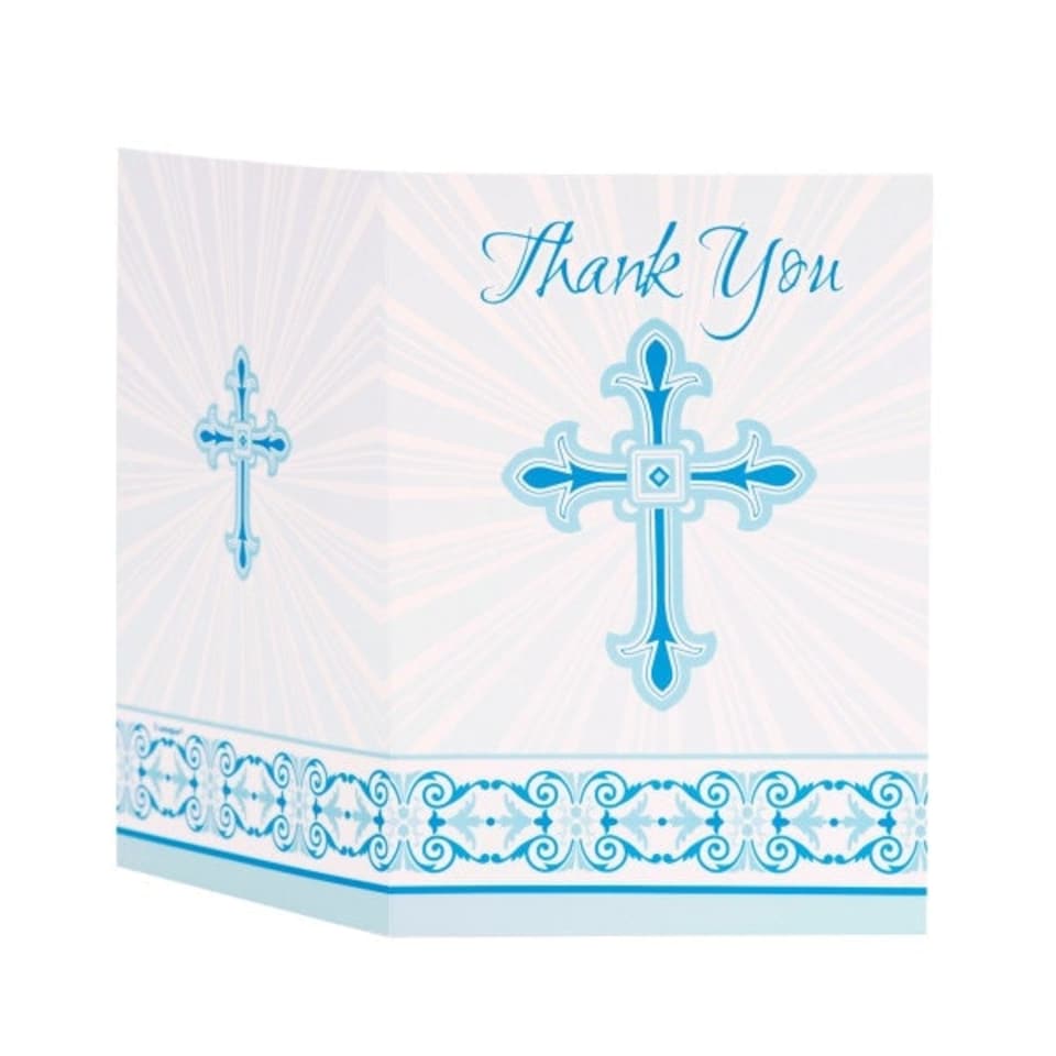 image 1 of Pack of 8 Blue Radiant Cross Thank You Notes