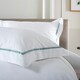 image 2 of Hampstead 100% Cotton Duvet Cover Set – 200 Thread Count with Inserted Ribbon & Oxford Pillowcases Green | White | King
