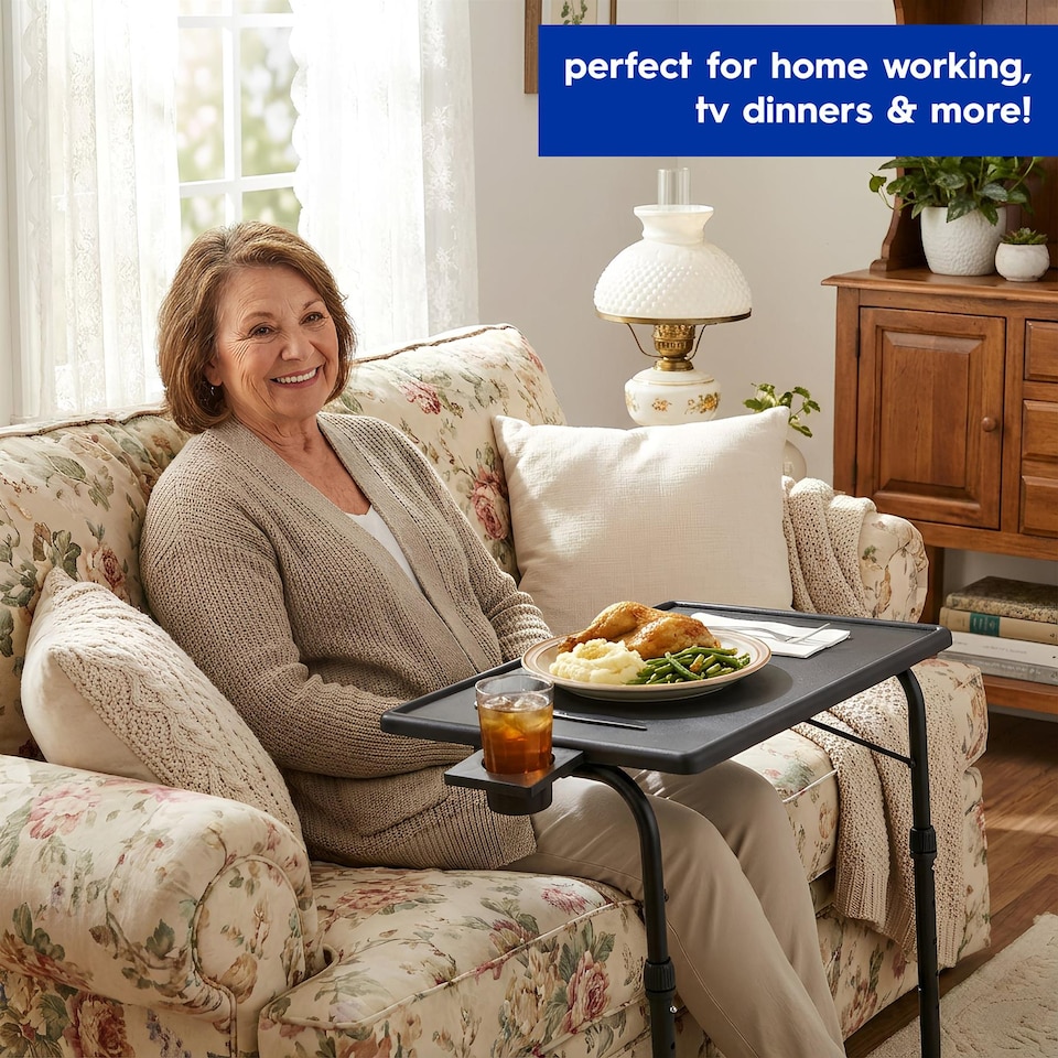 image 1 of Harbour Housewares Height Adjustable Folding Laptop Table - Black