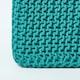 image 4 of Homescapes Teal Green Cube Cotton Knitted Pouffe Footstool