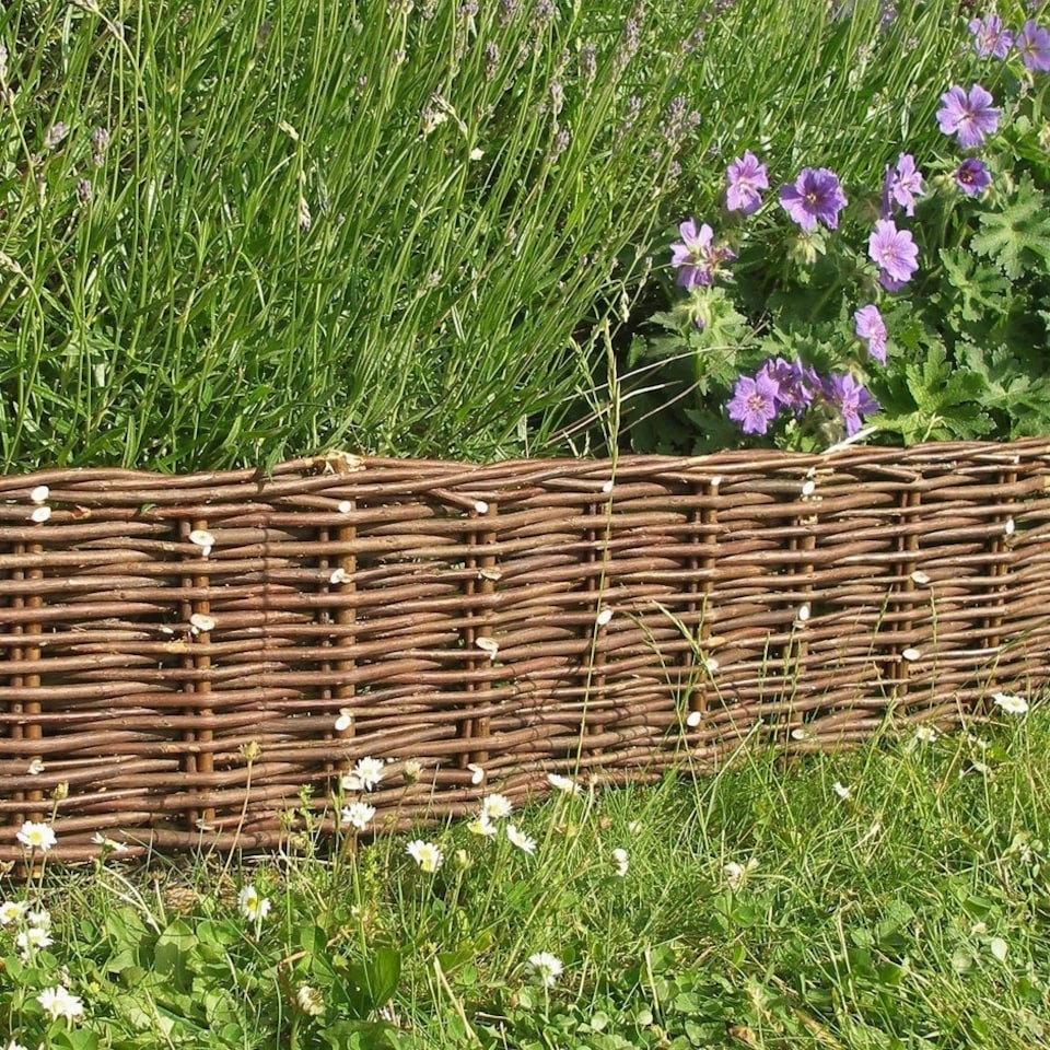 image 1 of 2m Flexible Woven Hazel Hurdle Lawn Edging in Brown Brown
