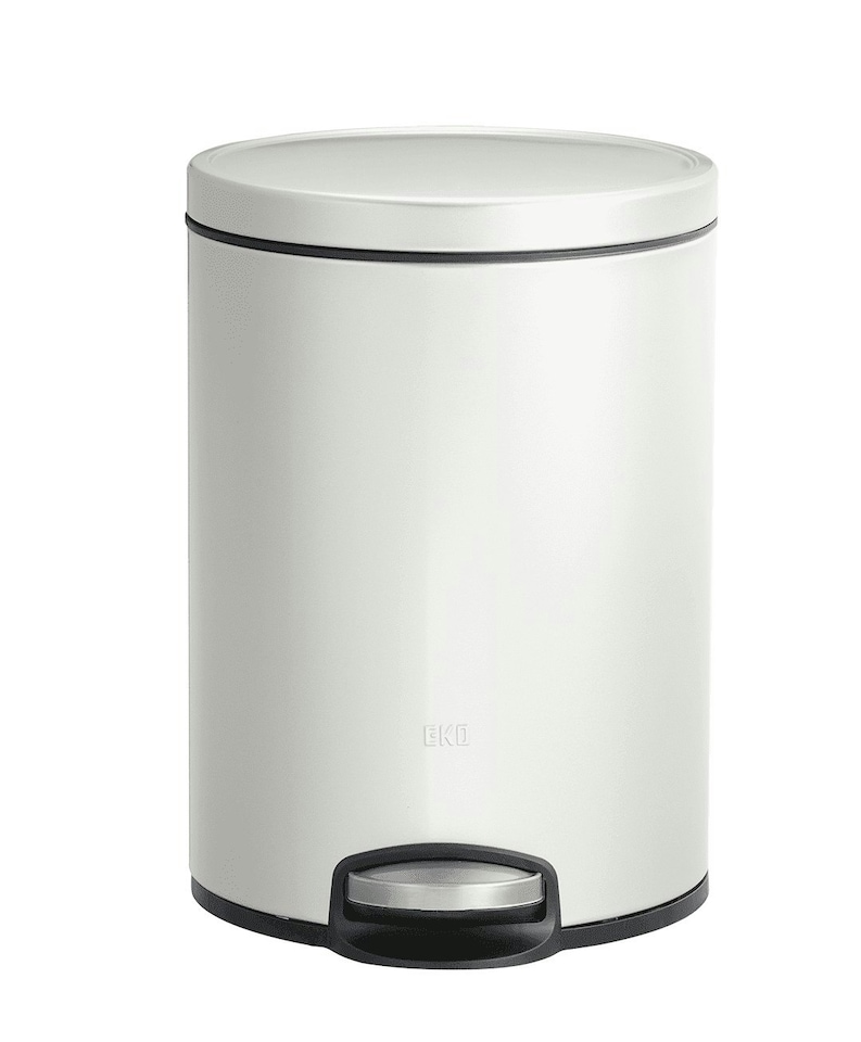 image 1 of EKO Eva Pedal Bathroom Bin 5 Litres, Rubbish Bin with Soft Close Lid, Removable Inner Bucket, Perfect for Bathroom, Bedroom & Home, White