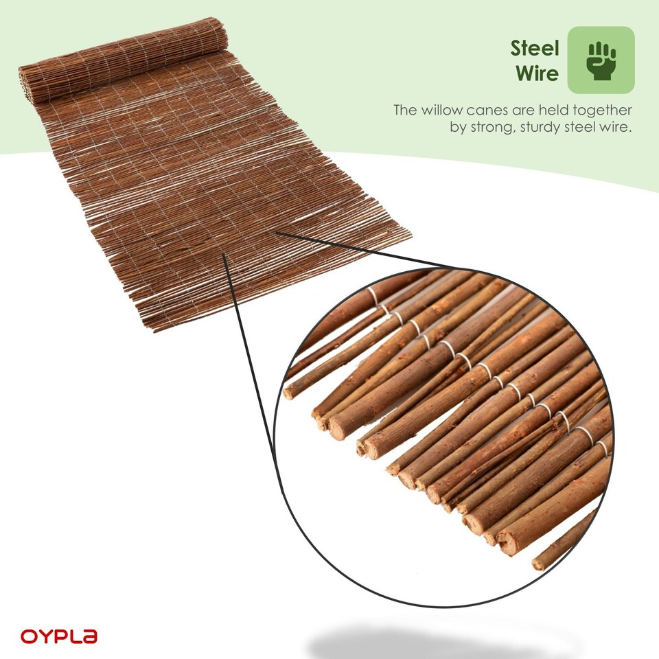 image 1 of Oypla Natural Willow Outdoor Garden Fencing Screen Roll 1m x 4m