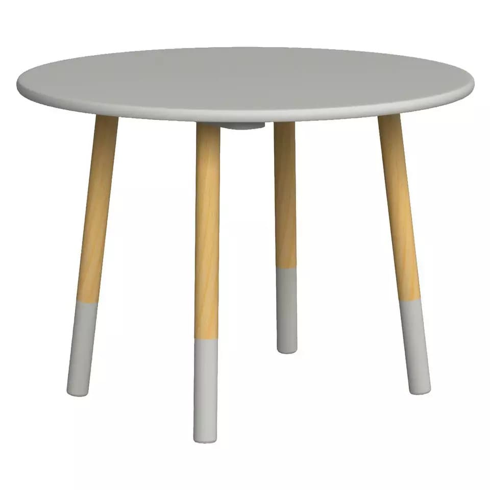 image 1 of Kids Wooden Round Table & Chair Set Toddlers Small Children Home Nursery Play | Multi | grey table with 4 chairs | 5