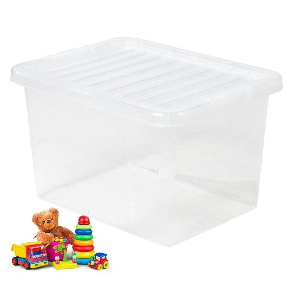 image 1 of 1 x 20 Litre Clear Plastic Storage Container With Lid Ideal For Home & Office Use Clear