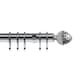 image 1 of 35mm Fixed Length Metal Curtain Pole Set Satin Silver Acorn Finial 115cm | Silver | Silver