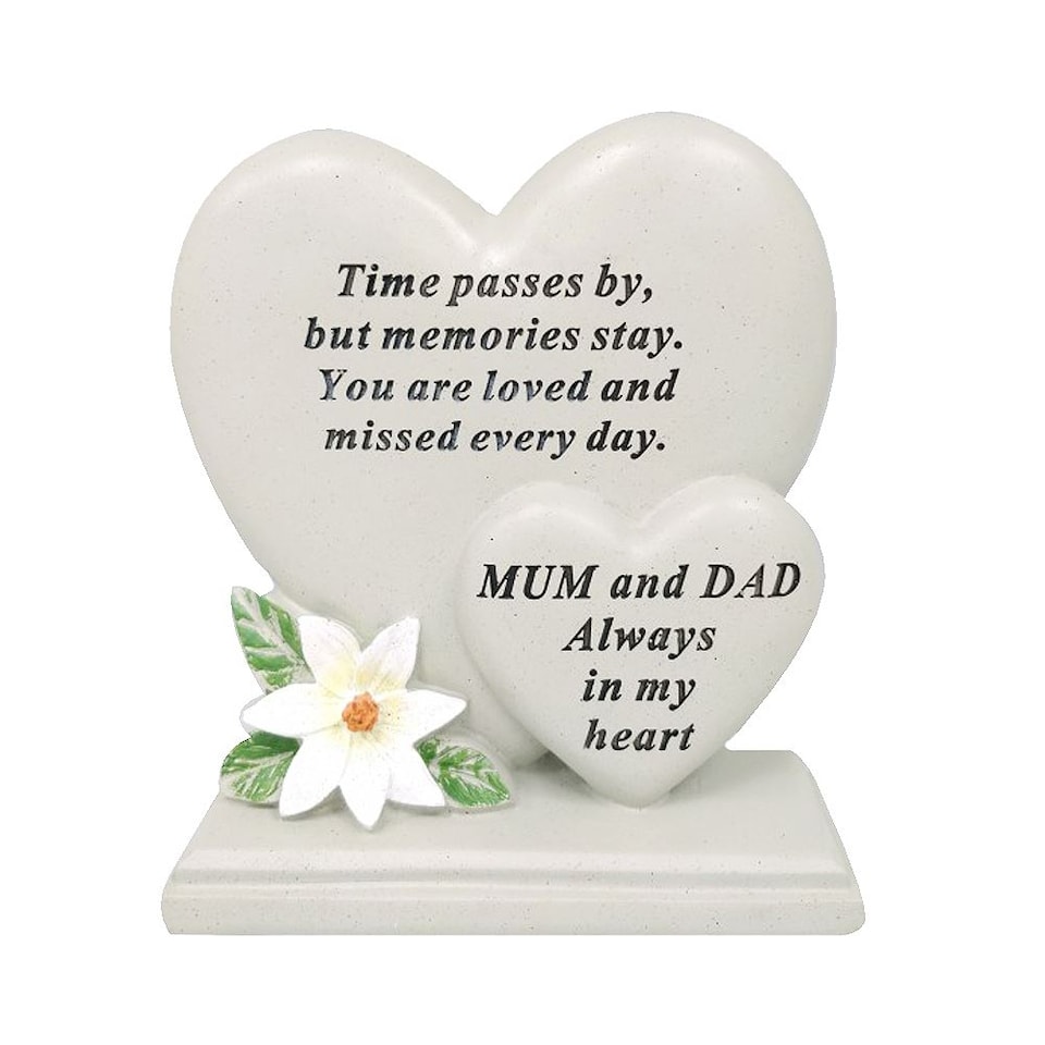 Mum and Dad Graveside Memorial Double Heart Grave Plaque Ornament Decoration