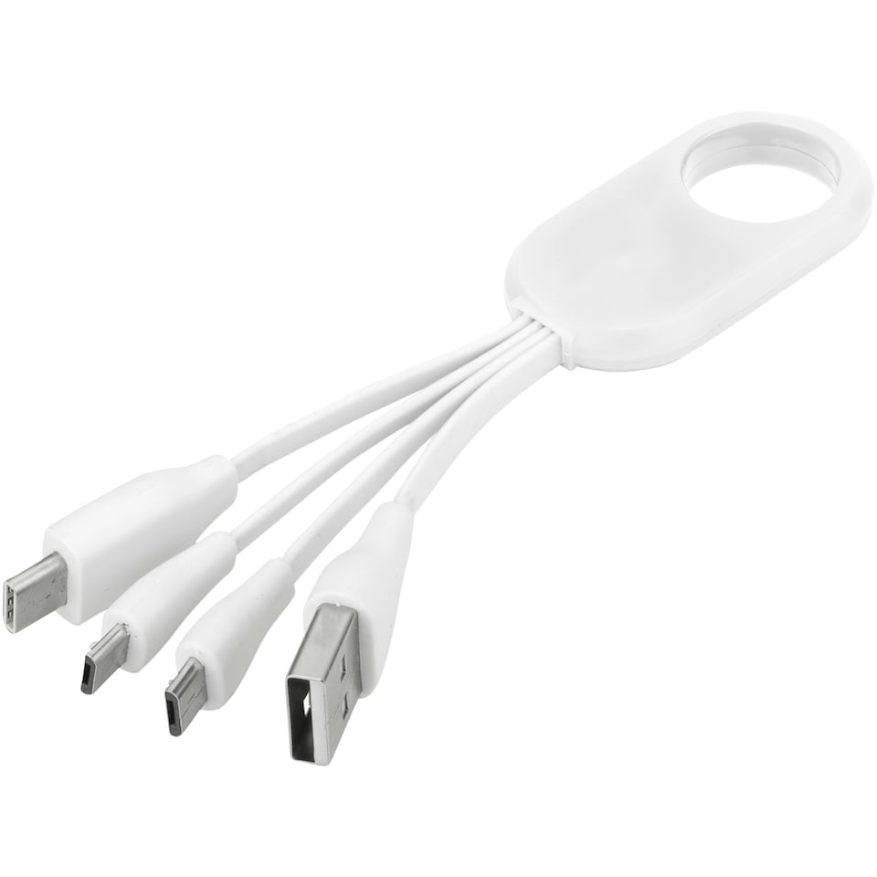 Bullet The Troup 4-In-1 USB Charging Cable With Type-C - White - 12.5 x 2.8 x 1.4 cm