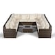 image 10 of Havana 10 Seat Rattan Sofa Conversation Set with Ice Bucket Coffee Table Brown | Ivory